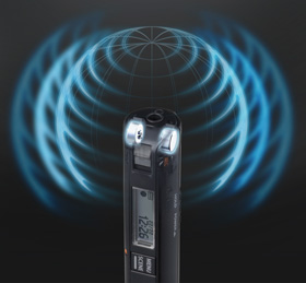 Voice-Trek VP-10の全指向性ステレオマイク（写真：オリンパス発表資料より）