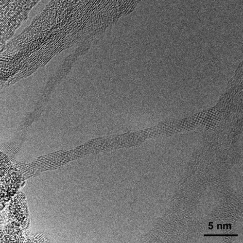 東北大学の浅尾直樹教授・中山幸仁准教授の研究グループが作成に成功した、極めて細いチタン酸ナノワイヤー（東北大学の発表資料より）