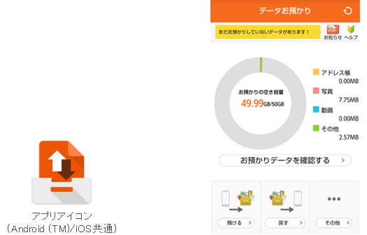 アプリのアイコンと画面イメージ(写真:KDDI発表資料より) アプリのアイコンと画面イメージ(写真:KDDI発表資料より)