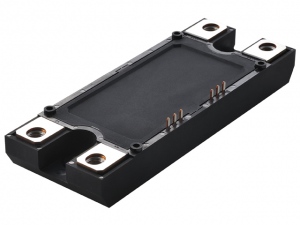 ロームが4月23日に発表した、ダブルトレンチ構造の「SiC-MOSFET」を採用した、フルSiCパワーモジュール。