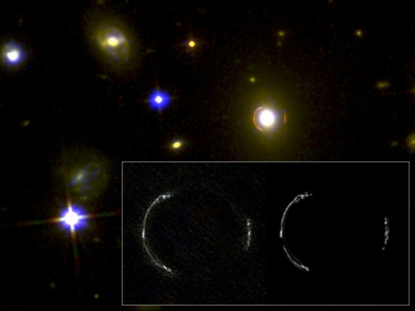 アルマ望遠鏡がとらえたモンスター銀河SDP.81のアインシュタイン・リング（東京大学の発表資料より）