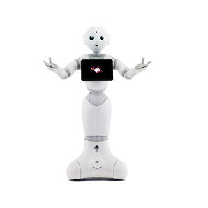 Pepperの正面外観(写真:ソフトバンクWebサイトより) Pepperの正面外観(写真:ソフトバンクWebサイトより)