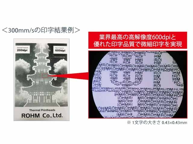 電子部品大手のロームは16日、物流用途や医療用途のプリンタ向けに、業界最高の高画質と高速印字を実現する、新構造サーマルプリントヘッド技術の開発に成功したことを発表した。高精細、高解像度が求められる分野での活用に期待が高まる。