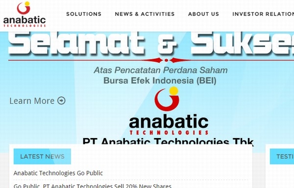 ITホールディングス傘下のTISは、インドネシアのIT企業アナバティック テクノロジーと金融ソリューション事業で資本・業務提携した。写真は、アナバティック社のWebサイト。