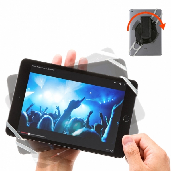 『タブレットハンドルホルダー（スタンド機能・iPad Air 2/iPad mini 3対応） 200-TABA001』（サンワプライ発表資料より）