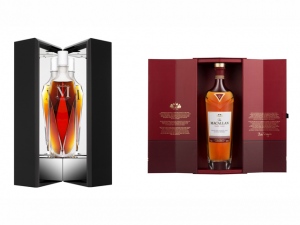 限定40本の「ザ・マッカランMデキャンタ」(写真左)は70万円(700ml/アルコール度数44%/税別)、「ザ・マッカラン レアカスク」は、2万5000円(700ml/アルコール度数45%/税別) 限定40本の「ザ・マッカランMデキャンタ」(写真左)は70万円(700ml/アルコール度数44%/税別)、「ザ・マッカラン レアカスク」は、2万5000円(700ml/アルコール度数45%/税別)