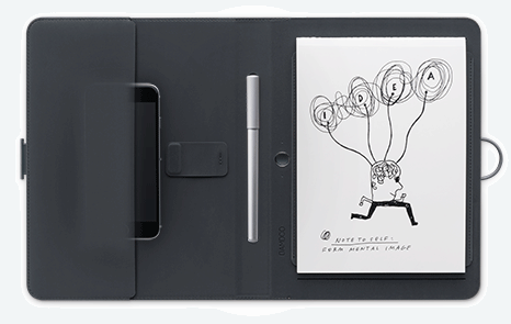 手書きノートをデジタル化し、アイデアを編集・共有できる文具「Bamboo Spark」(画像はイメージ)(写真:ワコム発表資料より) 手書きノートをデジタル化し、アイデアを編集・共有できる文具「Bamboo Spark」(画像はイメージ)(写真:ワコム発表資料より)