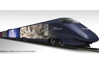 蜷川実花さんの作品で外装を飾った「GENBI SHINKANSEN  現美新幹線」イメージ（JR東の発表資料より）