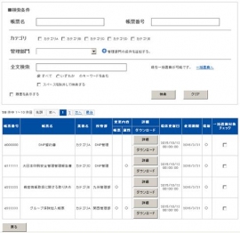 大日本印刷とみずほ銀行が開発した、企業内の大量の帳票類に対して、条件による抽出や改訂などの運用の効率化を実現する「帳票管理システム」。(大日本印刷の発表資料より) 大日本印刷とみずほ銀行が開発した、企業内の大量の帳票類に対して、条件による抽出や改訂などの運用の効率化を実現する「帳票管理システム」。(大日本印刷の発表資料より)