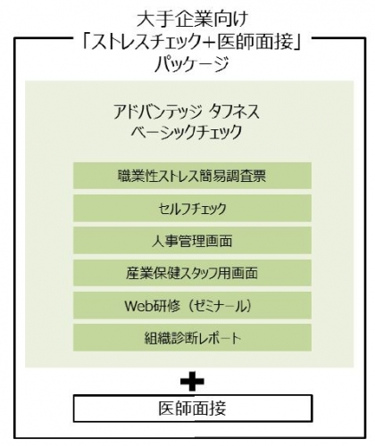「大手企業向けストレスチェック＋医師面接パッケージ」の内容 （アドバンテッジ リスク マネジメントの発表資料より）