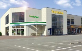 ファミリーマートとTSUTAYAが27日に開店する一体型店舗のイメージ（両社の発表資料より）