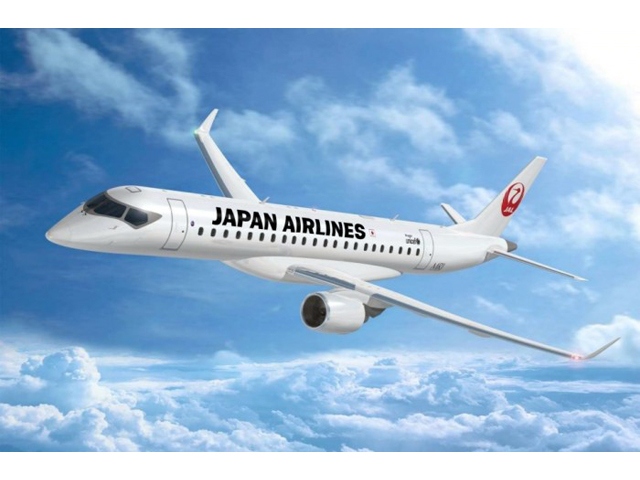 2015年11月11日、遂に国産初のジェット旅客機「MRJ(三菱リージョナルジェット)」が初飛行した。写真は日本航空仕様のイメージカット