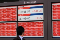 日経平均の終値は１万６９５８円５３銭（９４１円２７銭高）、ＴＯＰＩＸは１３７４．１９ポイント（７２．７０ポイント高）、出来高概算（東証１部）は２６億４３万株。