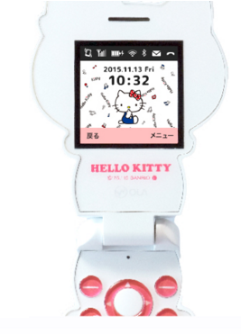 「Hello Kitty FIGURINE KT-01(ハローキティフォン)」の液晶画面イメージ(写真:オーラホームページより) 「Hello Kitty FIGURINE KT-01(ハローキティフォン)」の液晶画面イメージ(写真:オーラホームページより)