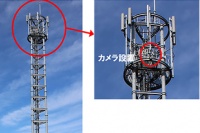 「津波監視システム」の装置と設置場所（写真:NTTドコモ発表資料より）