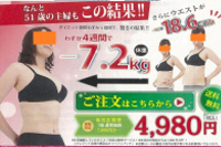 「スリムオーガニック」のウェブ広告の一部（消費者庁発表資料より）