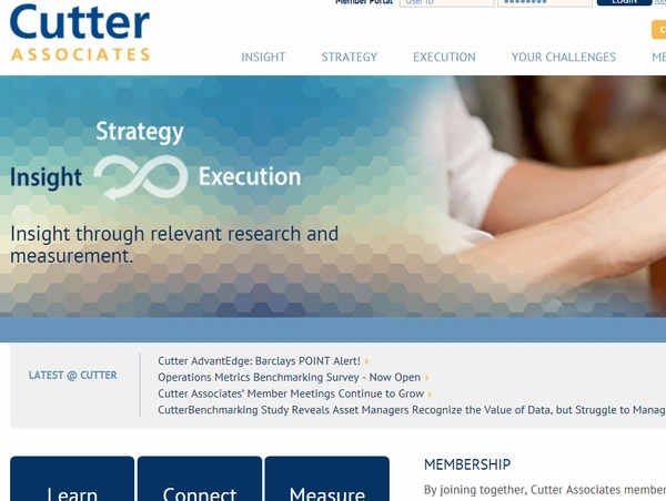 野村総合研究所の米国子会社NRIホールディングス・アメリカが米国の資産運用分野のリサーチ・コンサルティング業者カッター・アソシエイツを買収する。写真は、カッター社のWebサイト。