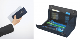 (左)「ウィズプラス」携帯シーン使用イメージ (右)「ウィズプラス」ペントレー使用イメージ(コクヨの発表資料より) (左)「ウィズプラス」携帯シーン使用イメージ (右)「ウィズプラス」ペントレー使用イメージ(コクヨの発表資料より)