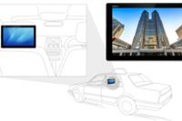 タクシーに設置されるデジタルサイネージのイメージ（JapanTaxi発表資料より）