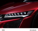 ホンダが26年ぶりにフルモデルチェンジして発売するスーパースポーツモデル「NSX(エヌエスエックス)」のジュエルアイLEDヘッドライト。（写真提供：ホンダ）