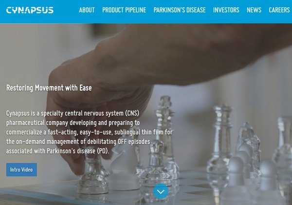 大日本住友製薬の米国子会社サノビオンはカナダの創薬ベンチャー、シナプサス社を買収することで合意したと発表した。写真は、シナプサス社のWebサイト。