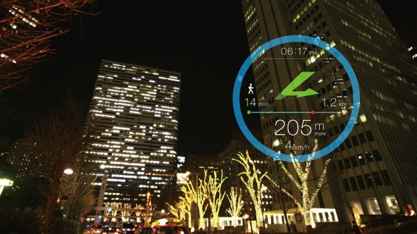 エプソンのスマートグラス「MOVERIO（モベリオ）BT-300」の視野イメージ。（写真提供：エプソン）