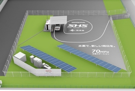 70MPa スマート水素ステーション 実証実験施設イメージ(本田技研工業の発表資料より) 70MPa スマート水素ステーション 実証実験施設イメージ(本田技研工業の発表資料より)