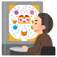 パチンコをしている男性のイメージ。（画像：いらすとや）