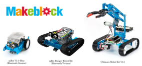 STEM教育用ロボット「mBot V1.1-Blue（Bluetooth Version） 」、「mBot Ranger Robot Kit（Bluetooth Version）」、「Ultimate Robot Kit V2.0」 （ソフトバンク　コマース&サービスの発表資料より） 
