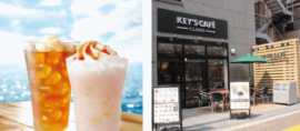 キーコーヒー＜２５９４＞（東１）が提案するパッケージカフェ「ＫＥＹ'Ｓ　ＣＡＦＥ」では、「ピーチスムージー＆シトラスピーチティー」を夏季限定メニューとして販売する。