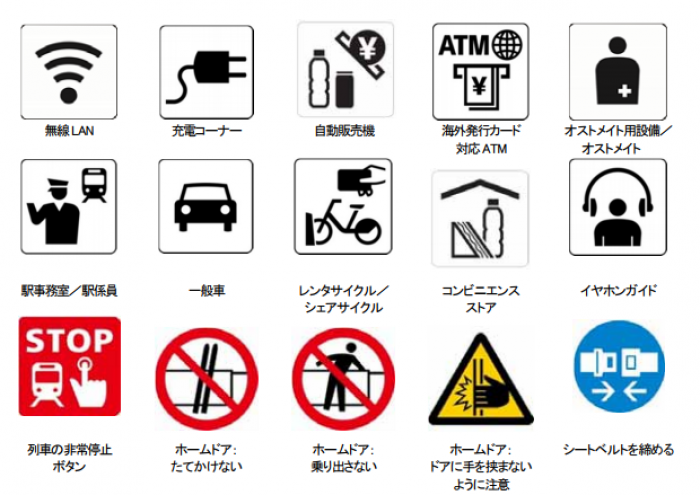 新たに追加された15種類のJIS案内用図記号。（画像：経済産業省発表資料より）