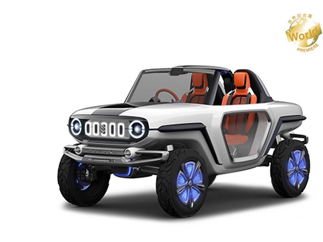 スズキが提案する未来のコンパクトSUV「e-SURVIVOR(イー・サバイバー)」だ。モーターを搭載した四輪独立駆動を採用する
