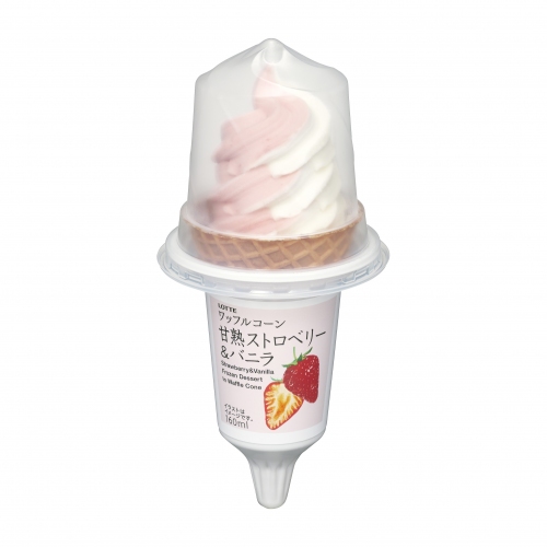 「ワッフルコーン　甘熟ストロベリー＆バニラ」