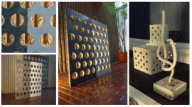 サスティンクリートで製作した造形物。 (画像:三井住友建設発表資料より) サスティンクリートで製作した造形物。 (画像:三井住友建設発表資料より)