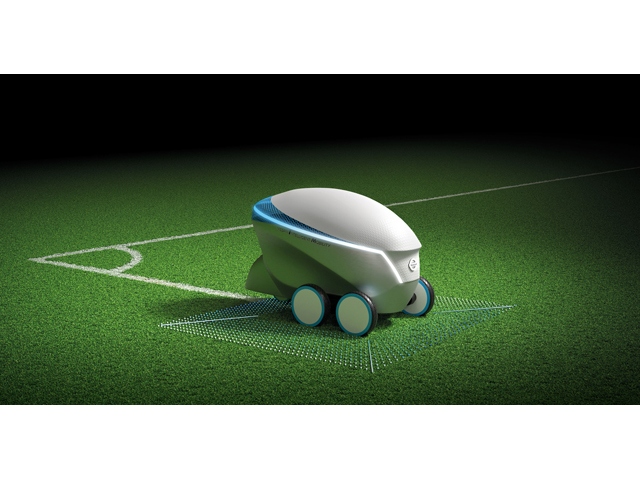 UEFAチャンピオンズリーグ決勝戦で公開した日産「ピッチアール」は、自動運転技術のプロパイロットを活用した、自動的にサッカーのピッチに白線を引くロボット