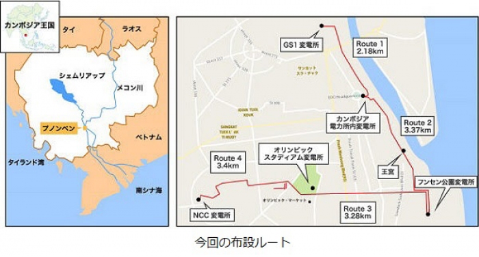 敷設ルート。（画像:住友電気工業発表資料より）