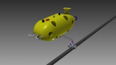 海底パイプライン検査用ロボットアームを備えたAUVのイメージ。(画像: 川崎重工業の発表資料より)