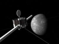 水星磁気圏探査機「みお」と水星（イメージCG）（C）JAXA