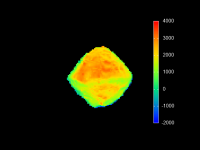リュウグウ上空約20キロメートルから撮影したサーモグラフィ （c） JAXA/足利大学/立教大学/千葉工業大学/会津大学/北海道教育大学/北海道北見北斗高校/産業技術総合研究所/国立環境研究所/東京大学/ドイツ航空宇宙センター/マックスプランク研究所/スターリング大学
