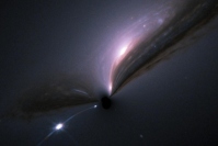 ブラックホールが引き起こす重力レンズ効果によって、超新星が明るくなる様子 (画像: カリフォルニア大学バークレー校の発表資料より (c) Miguel Zumalacárregui)