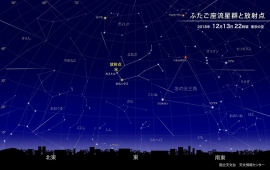 ふたご座流星群と放射点のイメージ図。(画像: 国立天文台)