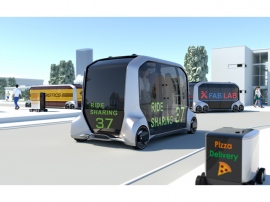 2018年1月、米ラスベガスで開催した国際家電見本市「CES」でトヨタが発表したモビリティーサービス用電気自動車「e-Palette Concept」