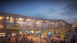 街区側外観イメージ図:街のランドマークとなる暖かな光の駅舎。(画像:JR東日本の発表資料より) 街区側外観イメージ図:街のランドマークとなる暖かな光の駅舎。(画像:JR東日本の発表資料より)