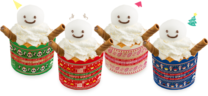 「スノーマンのふんわりカップケーキ」（写真：あきんどスシローの発表資料より）