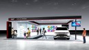 三菱ブース(画像: 三菱自動車工業の発表資料より) 三菱ブース(画像: 三菱自動車工業の発表資料より)