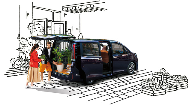 エスクァイア“MULTI UTILITY”ラゲージ使用（日常使い）イメージ(画像: モデリスタの発表資料より)