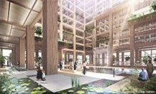住友林業が発表した木造超高層建築のイメージ。(画像: 住友林業の発表資料より)