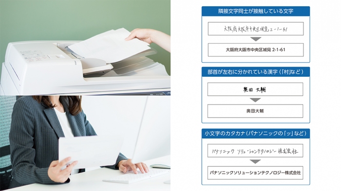 「帳票認識ライブラリー AI手書き文字認識オプション」(画像: パナソニックソリューションテクノロジー発表資料より) 「帳票認識ライブラリー AI手書き文字認識オプション」(画像: パナソニックソリューションテクノロジー発表資料より)