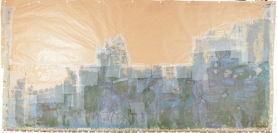 上半分が損失したモネの「睡蓮、柳の反映」（写真：凸版印刷の発表資料より）