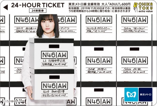 「乃木坂46 Artworks だいたいぜんぶ展開催記念東京メトロオリジナル24時間券（イメージ）」（画像:東京メトロの発表資料より）